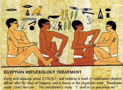 Historische Darstellung einer ägyptischen Fußmassage